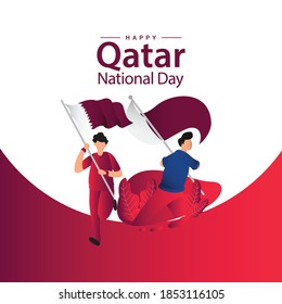 Qatar national day vector template. Design illustration for banner, advertising, greeting cards or print. Design happiness celebration.; 