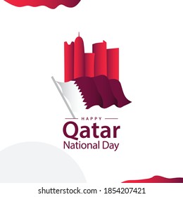 Qatar national day vector template. Design illustration for banner, advertising, greeting cards or print. Design happiness celebration.; 
