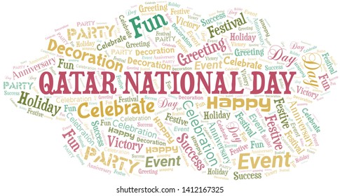 Qatar National Day Word Cloud. Wordcloud Made With Text.