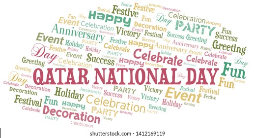 Qatar National Day Word Cloud. Wordcloud Made With Text.