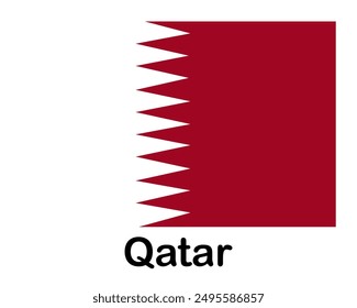 Qatar national flag. Banner, state symbol, flagpole.
