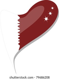 qatar national flag button heart shape. vector