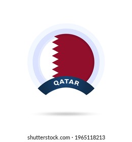 qatar national flag Circle button Icon. Simple flag, official colors and proportion correctly. Flat vector illustration.