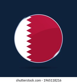 icono del botón Círculo de la marca nacional de qatar. Bandera simple, colores oficiales y proporción correcta. Ilustración vectorial plana.