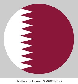 Qatar national flag circular design and digital illustration , Round flag , Qatar flag, vector and graphics 