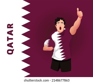 Qatar national flag colors. Qatar flag. Football fan.