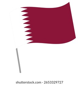 Qatar national flag flutters with flagpole