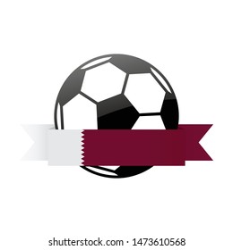 Qatar  national flag football icon . Qatar  football championship banner. Simple vector Qatar  flag