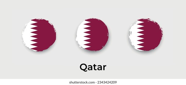Qatar national flag grunge circle round shape bubble vector icon illustration