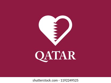 Qatar national flag heart shape love country emblem state symbol