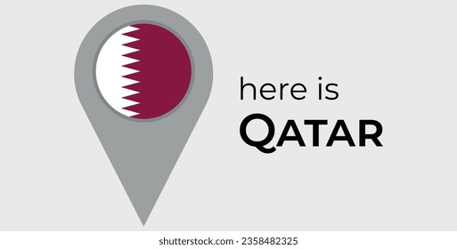 Qatar national flag map marker pin icon illustration
