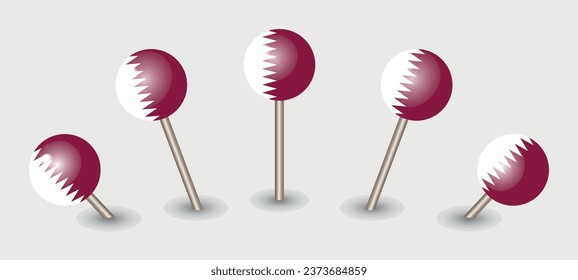 Qatar national flag map marker pin icon illustration