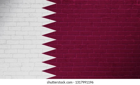 QATAR national flag on brick wall texture background. Vector grunge illustration. EPS 10
