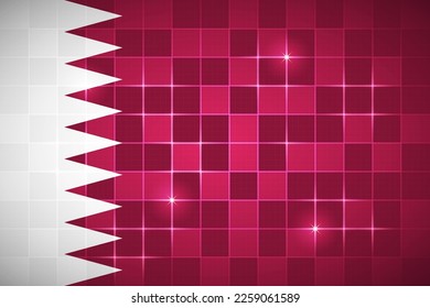 Qatar National Flag Rectangle 3:2 Ratio Chessboard Digital Neon Grid Square Brick Design Backdrop Background