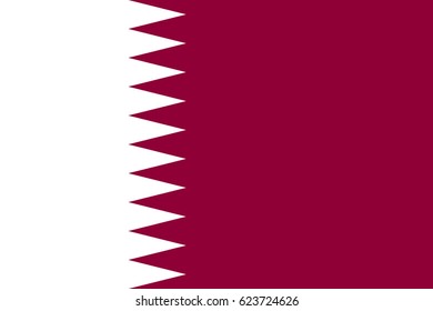 Qatar national flag, white triangles on maroon, symbolic element, patriotic symbol of country, flat vector illustration