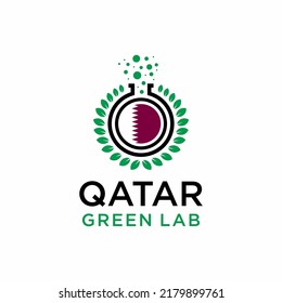 Qatar Nature Lab Logo Design Concept Vector. Creative Lab with leaf Logo Template. Icon Symbol
