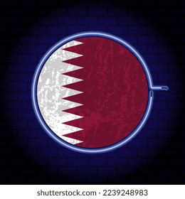 Qatar neon grunge flag on wall backgrond. Vector illustration.