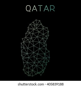 Qatar network map. Abstract polygonal map design. Network connections vector illustration.