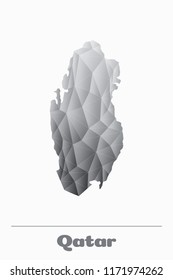 Qatar Network Map Black and White. Vector logo Illustration