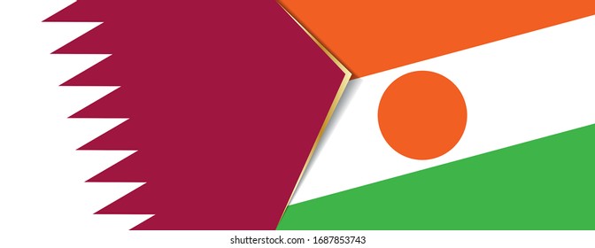 Qatar and Niger flags, two vector flags symbol of relationship or confrontation.
