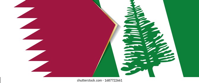 Qatar and Norfolk Island flags, two vector flags symbol of relationship or confrontation.