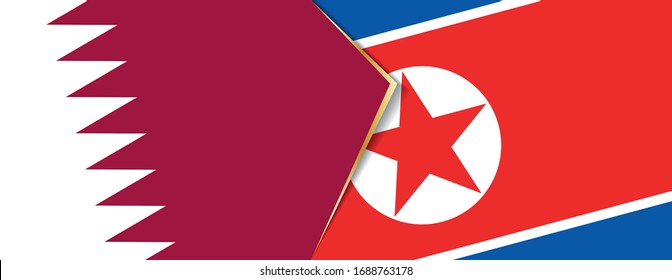 Qatar and North Korea flags, two vector flags symbol of relationship or confrontation.