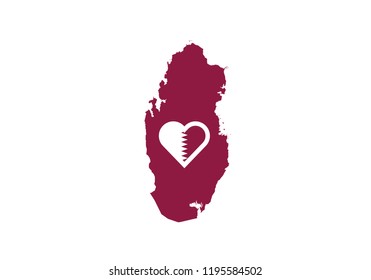 Qatar outline map country shape national borders heart state symbol love