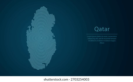 Qatar outline map filled with concentric circles on dark gradient background