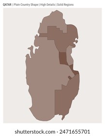 Qatar plain country map. High Details. Solid Regions style. Shape of Qatar. Vector illustration.