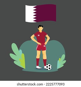 Qatar player flat concept character design