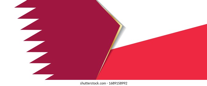 Qatar and Poland flags, two vector flags symbol of relationship or confrontation.