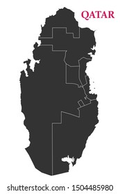Qatar political map, State of Qatar geography outline vector.Arab country.