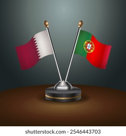 A tabela Catar e Portugal sinaliza a relação com o plano de fundo do gradiente. Ilustração de vetor