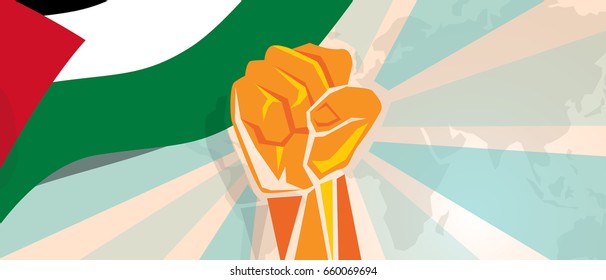 Qatar propaganda poster fight and protest independence struggle rebellion show symbolic strength with hand fist vector