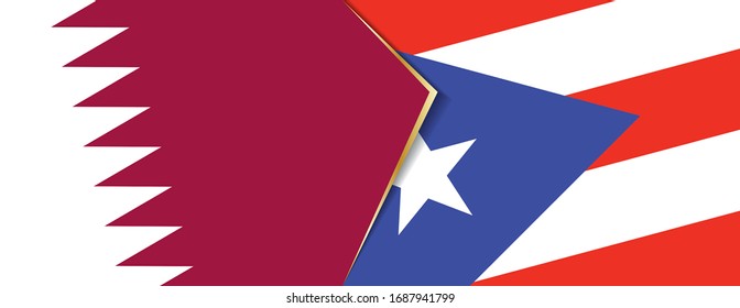 Qatar and Puerto Rico flags, two vector flags symbol of relationship or confrontation.