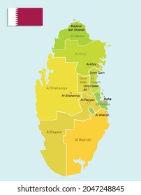 Qatar regions map. Vector illustration