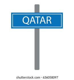 Qatar road sign blue vector illustration table