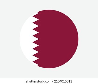 Bandera del país de la Ronda de Qatar. Bandera nacional del Círculo de Qatar. Banner del botón de forma circular del estado de Qatar. Ilustración del vector EPS.