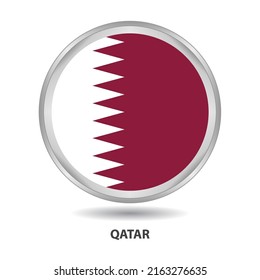 Qatar round flag design is used as badge, button, icon, wall painting