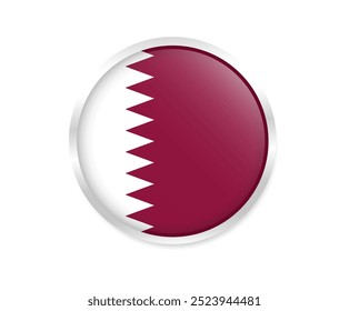 Icono de bandera redonda de Qatar. Bandera nacional del círculo redondo de Qatar. Ilustración vectorial