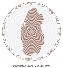 Qatar round logo design. Country shape build of rings. Qatar text around the country. Vector Illustration.