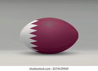 Qatar rugby ball featuring the national flag design on a gray background