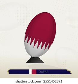 Qatar Rugby Ball on Rugby Kicking Tees with Modern Design. Illustration perfect for sports, national pride, and rugby-related projects.