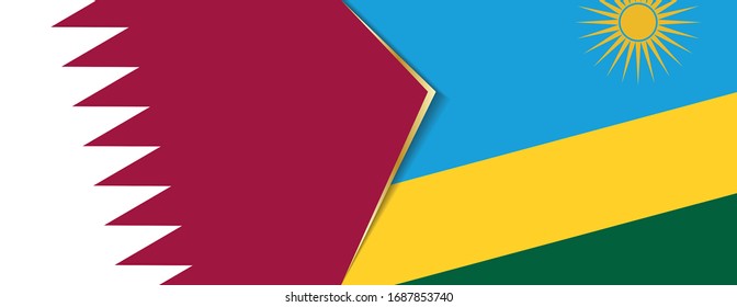 Qatar and Rwanda flags, two vector flags symbol of relationship or confrontation.