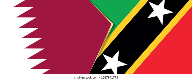 Qatar and Saint Kitts and Nevis flags, two vector flags symbol of relationship or confrontation.