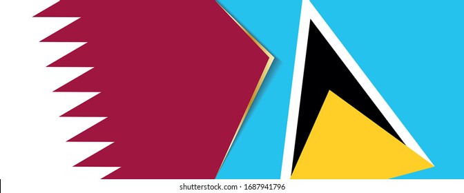 Qatar and Saint Lucia flags, two vector flags symbol of relationship or confrontation.