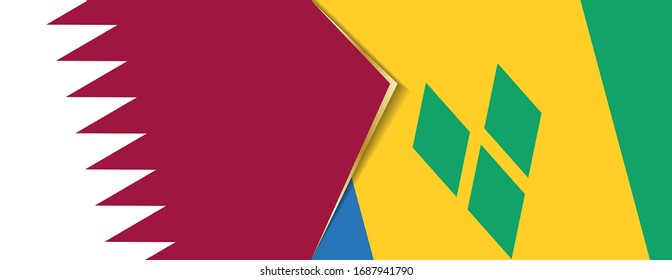 Qatar y San Vicente y las Granadinas, dos banderas vectoriales símbolo de relación o enfrentamiento.