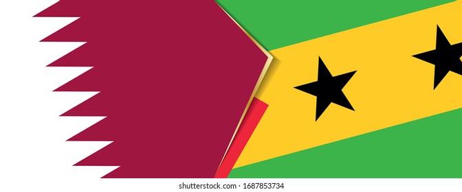 Qatar and Sao Tome and Principe flags, two vector flags symbol of relationship or confrontation.