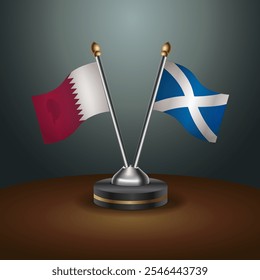 Qatar and Scotland table flags relation  with gradient backgrund. Vector Illustration