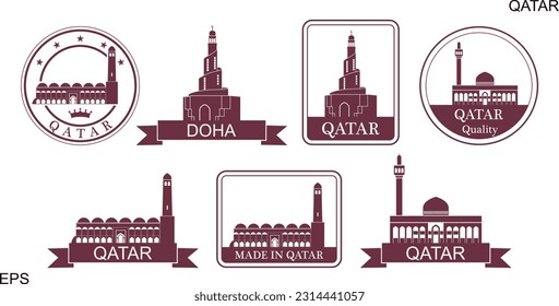 Qatar set. Isolated Qatar on white background